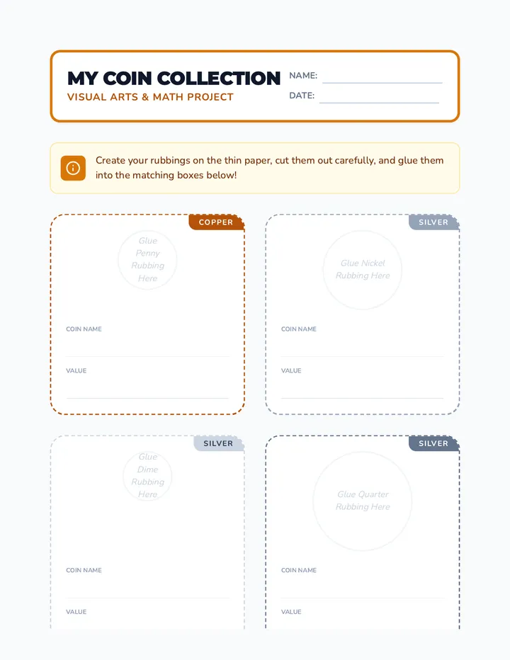 Coin Collection Sheet