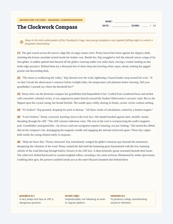 Clockwork Compass Reading Activity