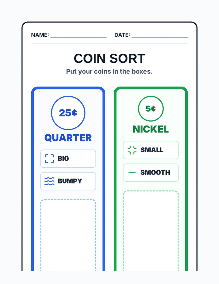Coin Sort Activity