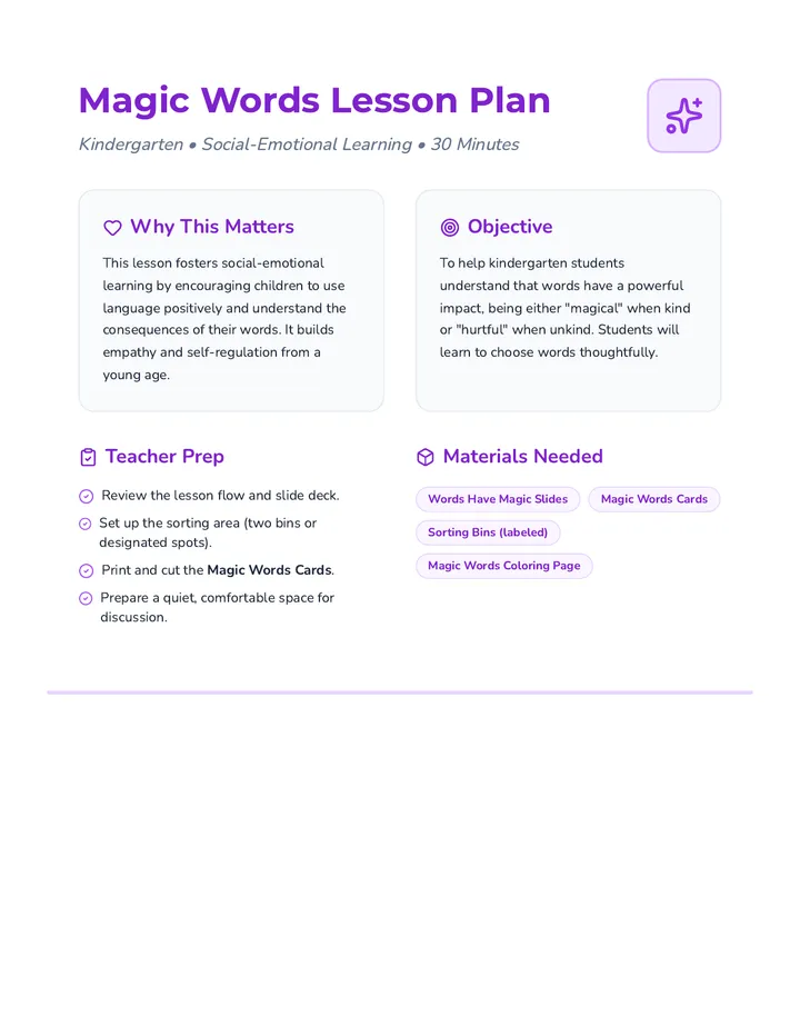 Magic Words Lesson Plan