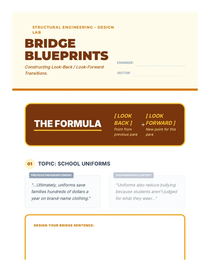 Bridge Blueprints Worksheet