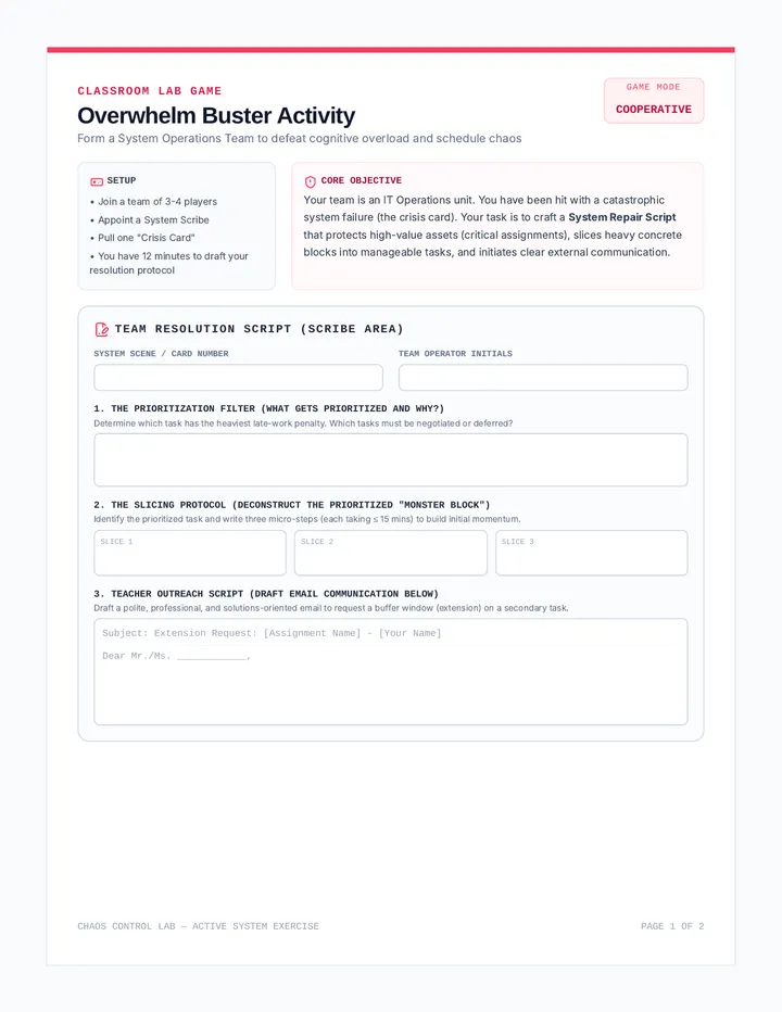 Overwhelm Buster Activity