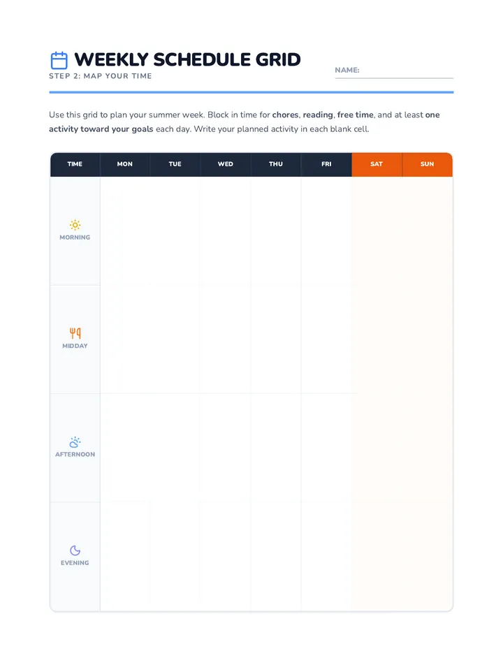 Weekly Schedule Grid