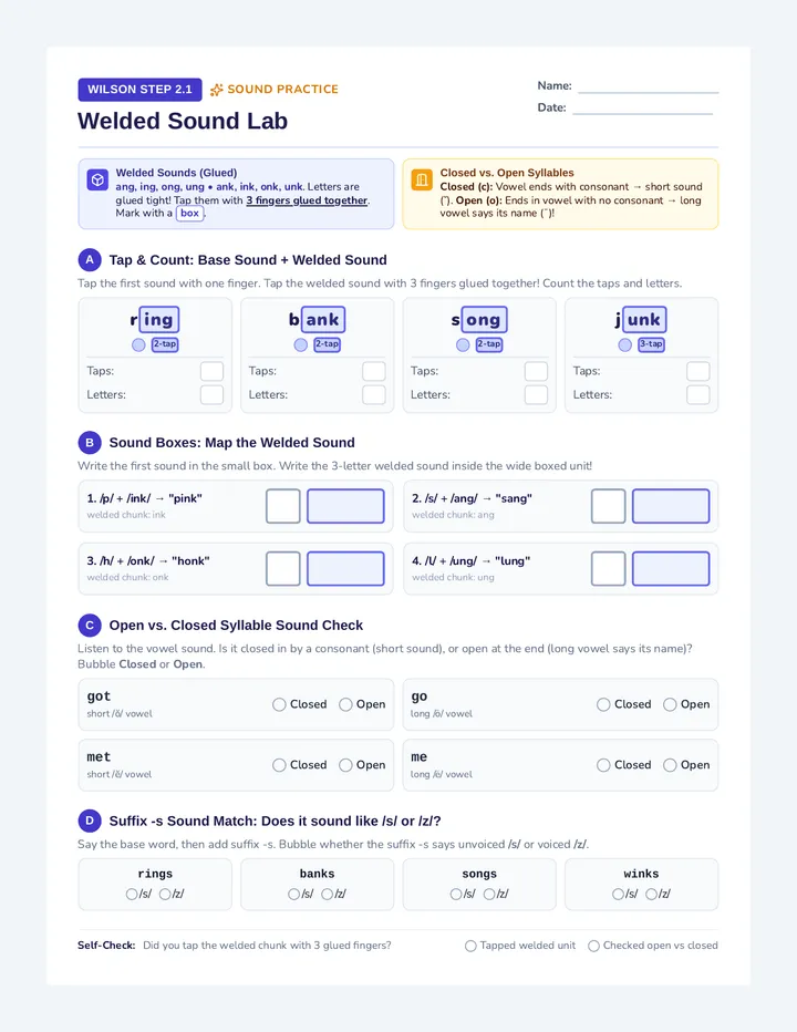 Welded Sound Lab Worksheet