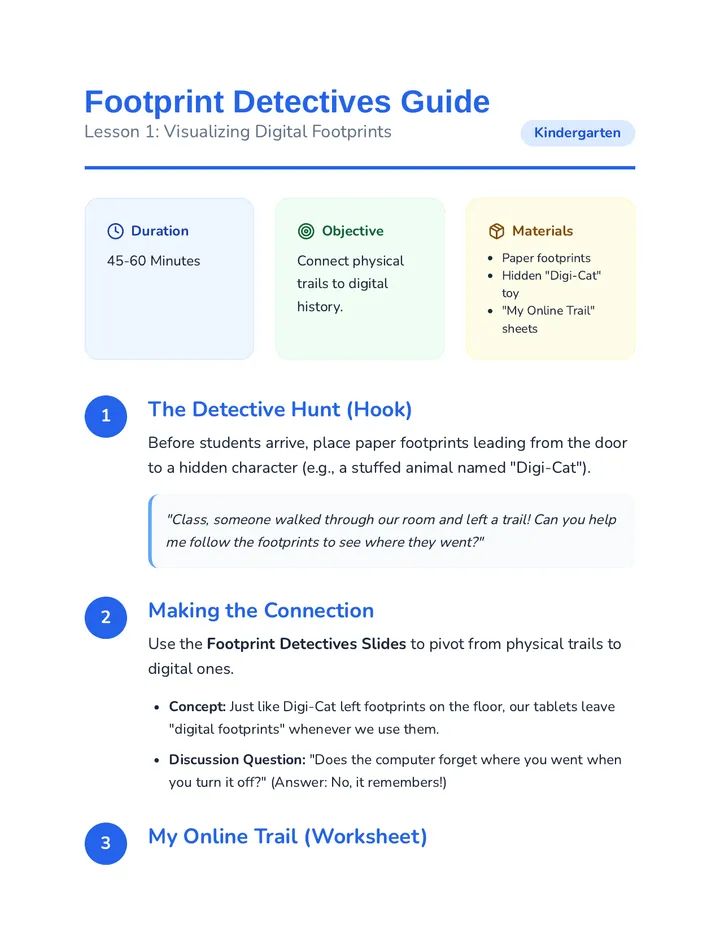 Footprint Detectives Teacher Guide