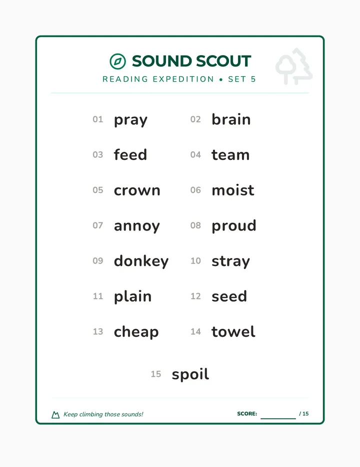 Sound Scout List Set 5