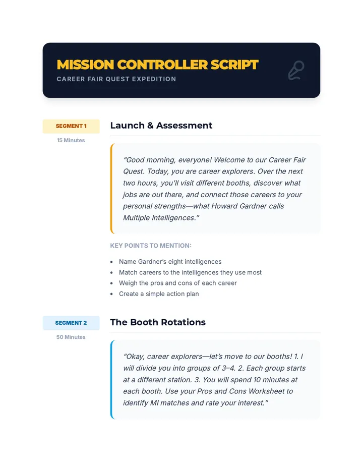 Career Fair Script Material