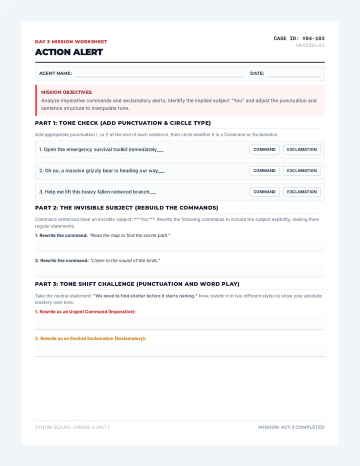 Action Alert Worksheet