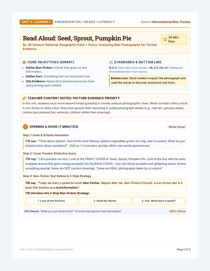 Pumpkin Nonfiction Read Aloud Guide