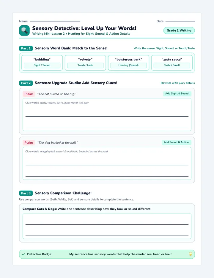Sensory Detective Worksheet