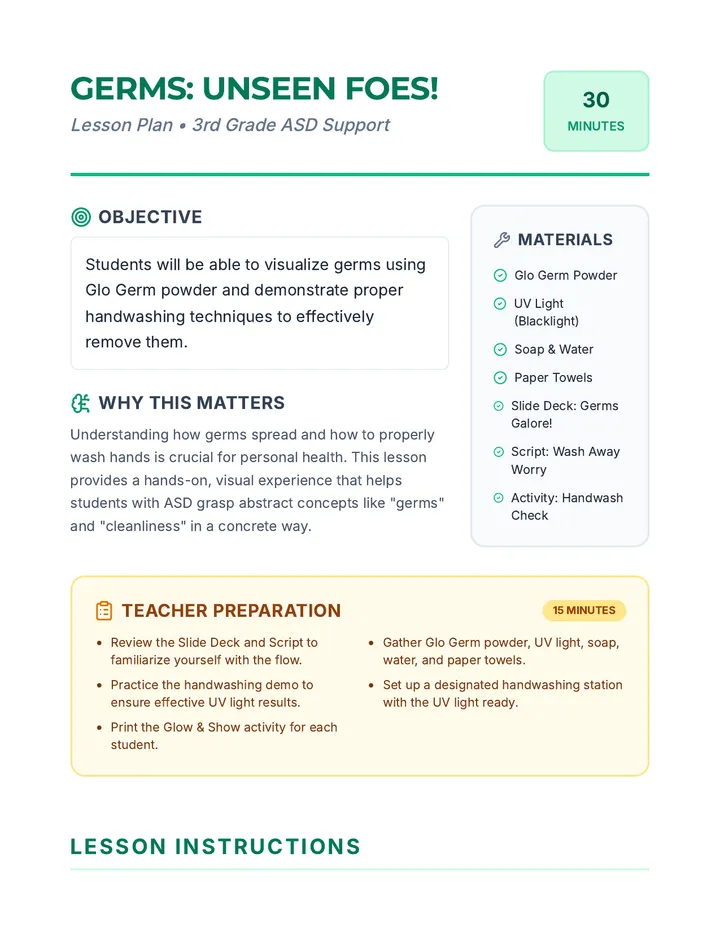 Germs Unseen Foes Lesson Plan