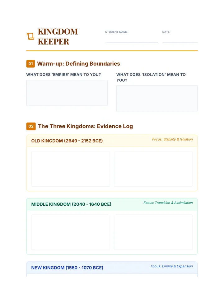 Kingdom Keeper Worksheet