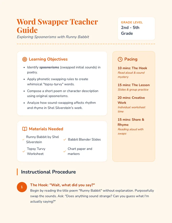 Word Swapper Teacher Guide