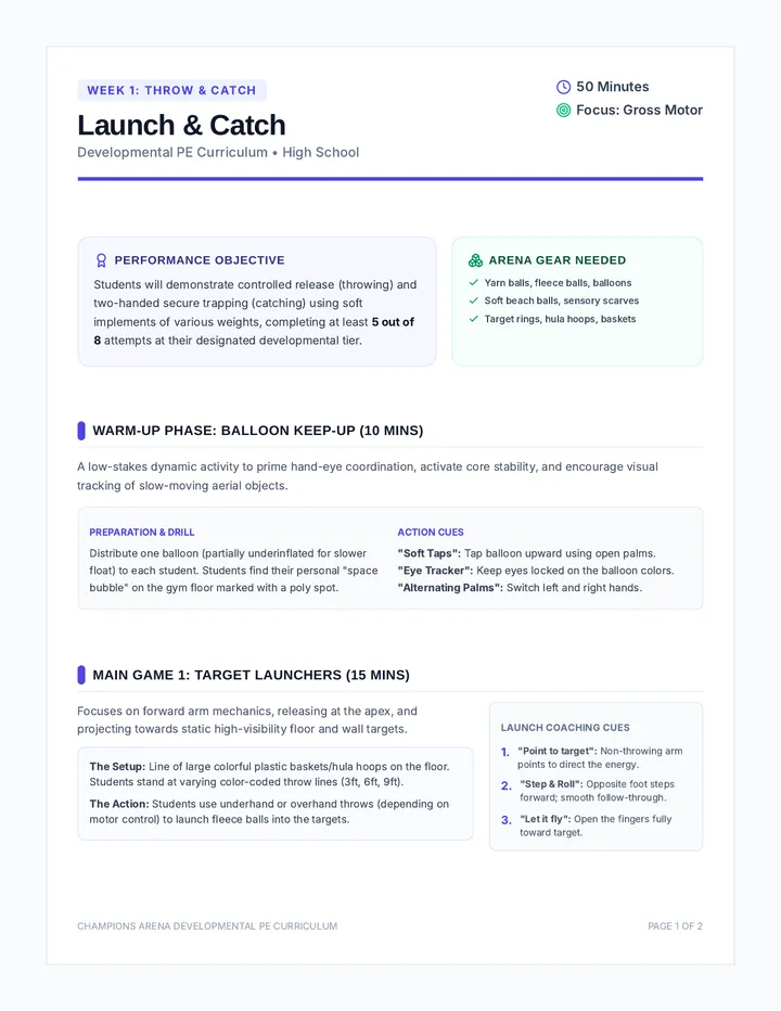 Launch and Catch Lesson Plan