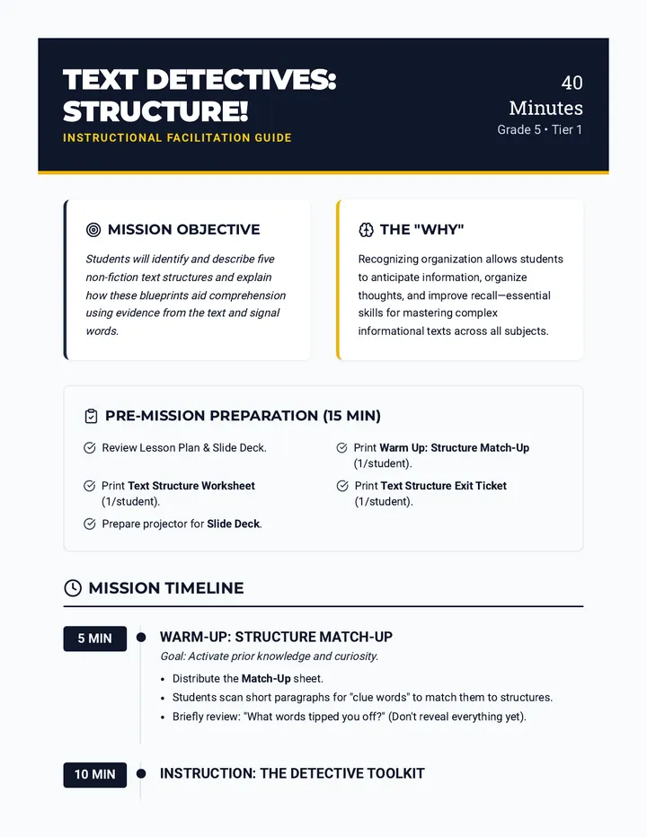 Text Detectives Lesson Plan