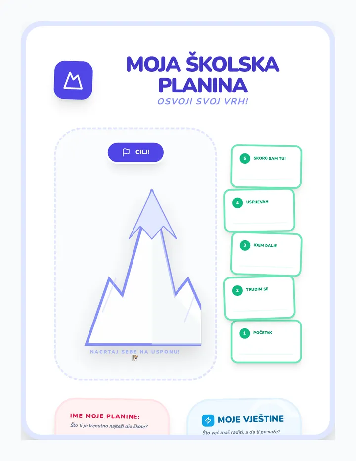 Moja Školska Planina Osvoji Svoj Vrh Radni List