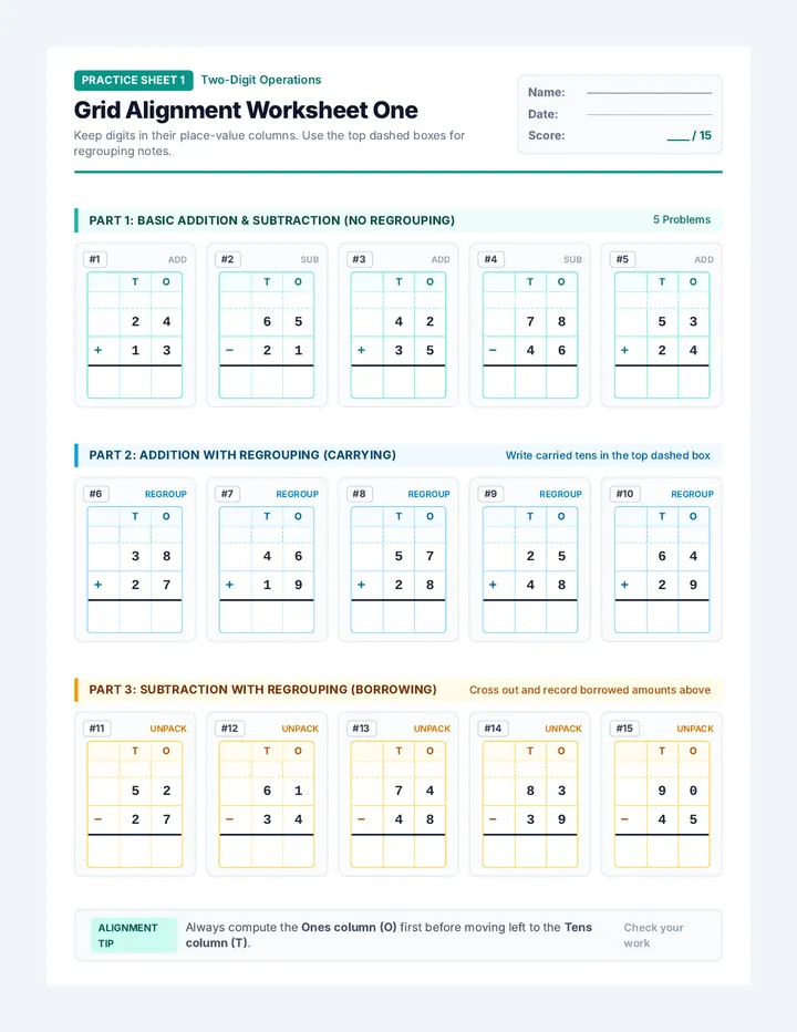 Grid Alignment Worksheet One