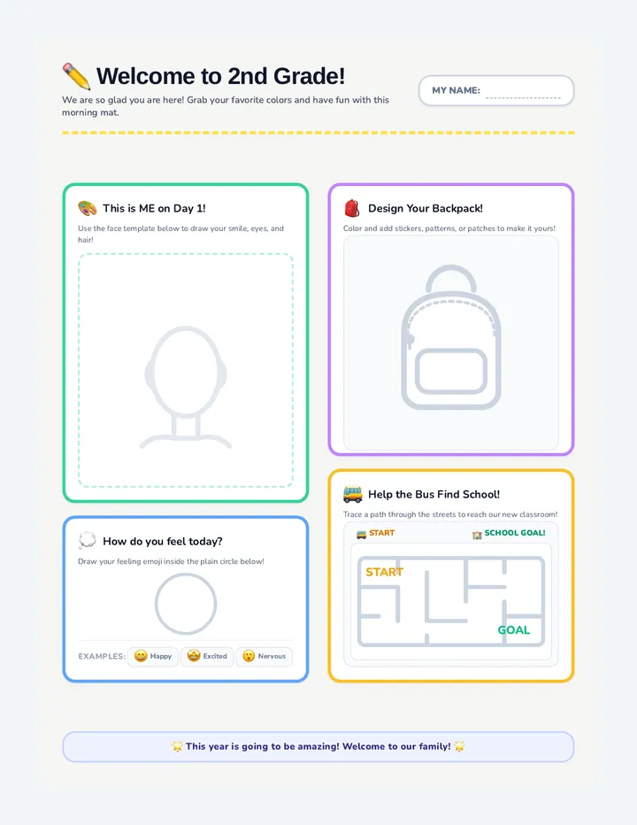 Welcome Morning Mat Worksheet