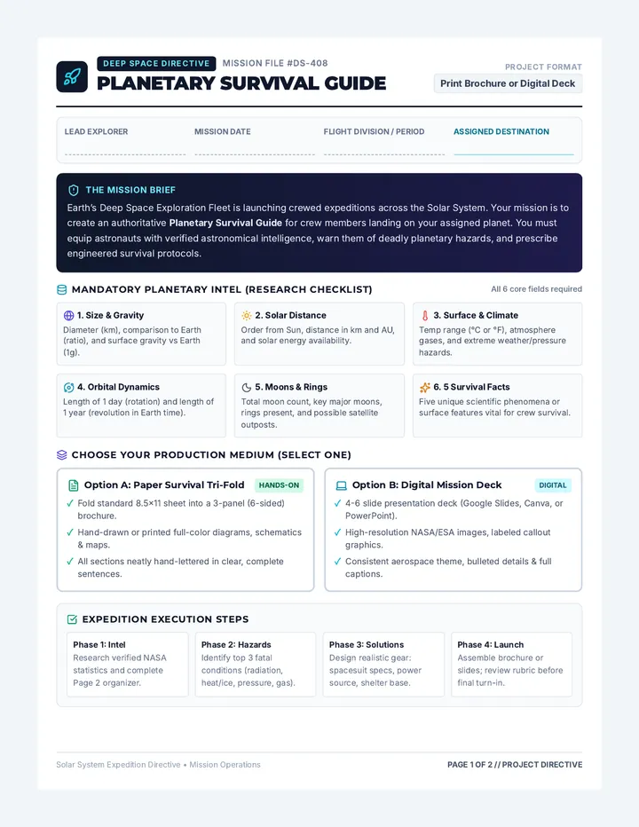 Planet Survival Project Guide