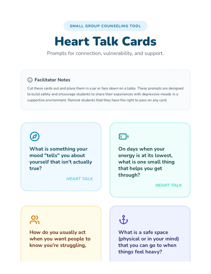 Heart Talk Cards Discussion Prompts
