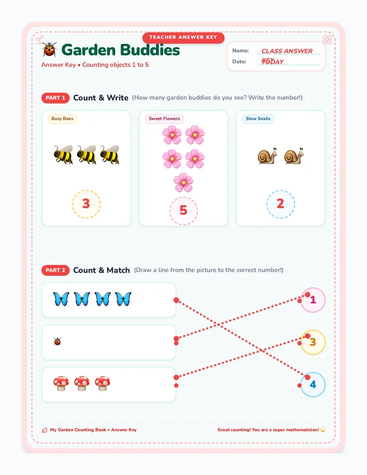 Garden Buddies Answer Key