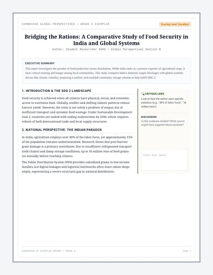 Zero Hunger Exemplar Report