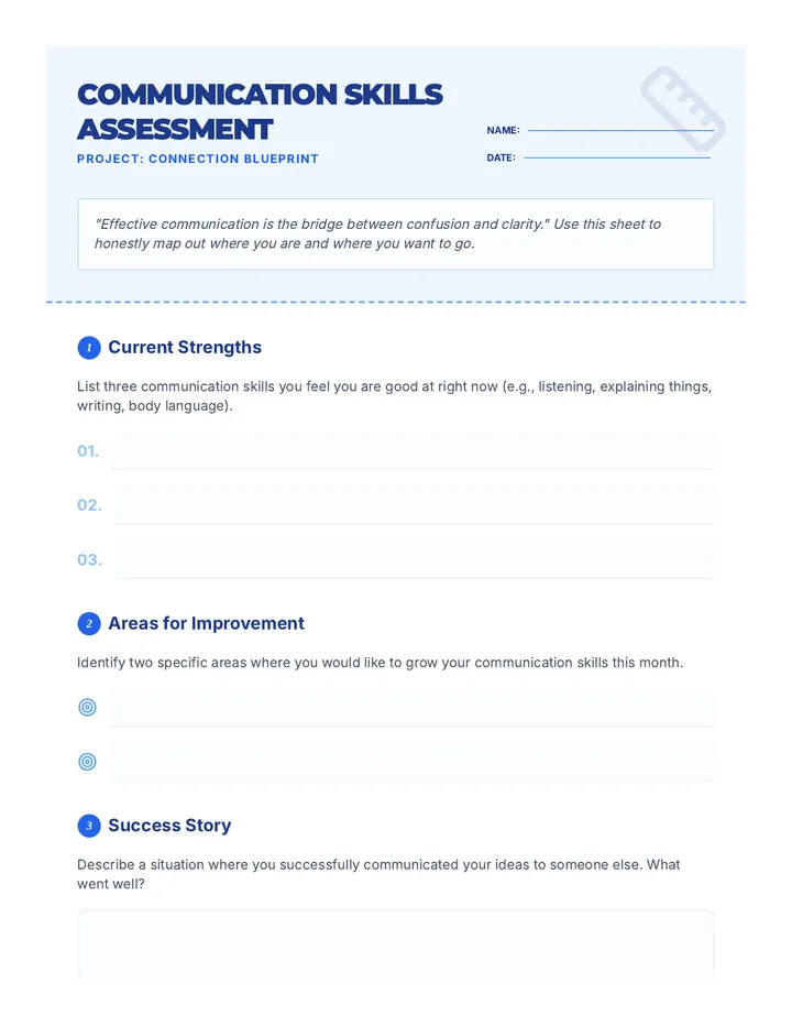 Communication Skills Assessment Worksheet