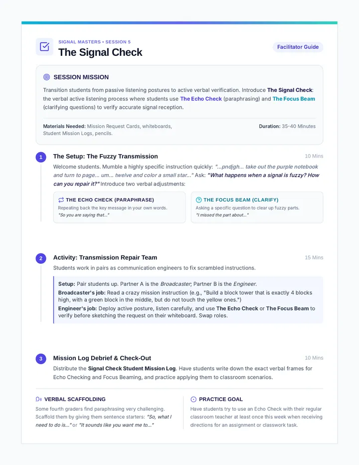 Signal Check Facilitator Guide