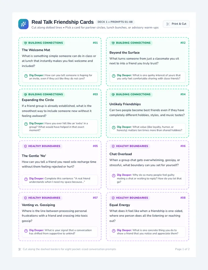 Real Talk Discussion Cards