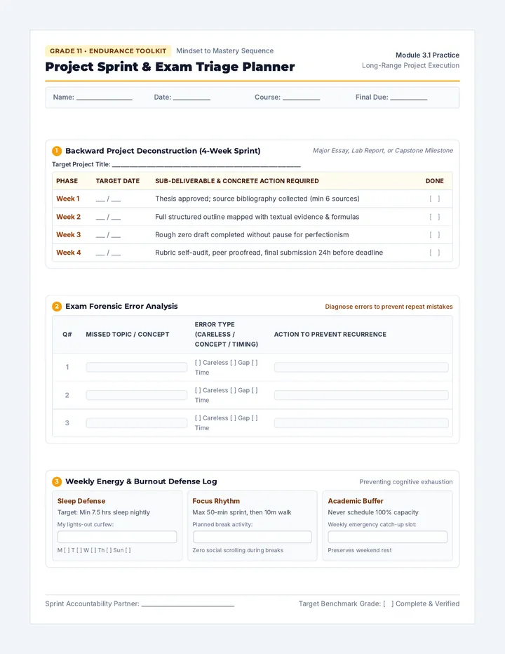 Project Sprint Planner Worksheet
