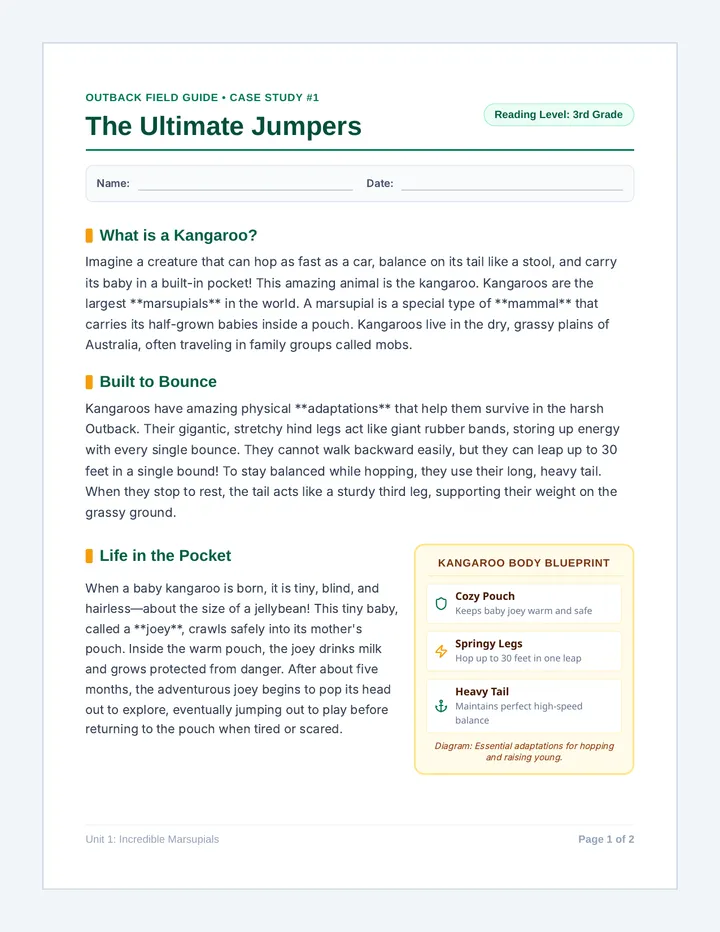 Kangaroo Jumper Reading Passage
