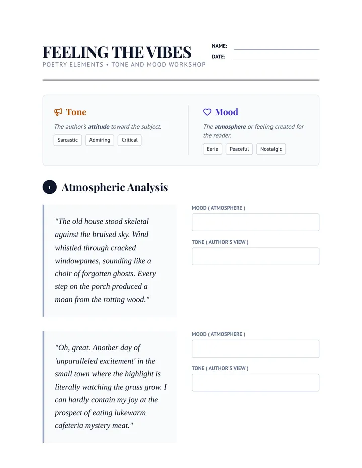 Mood Practice Worksheet
