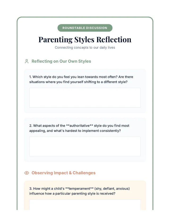 Parenting Styles Discussion Prompts