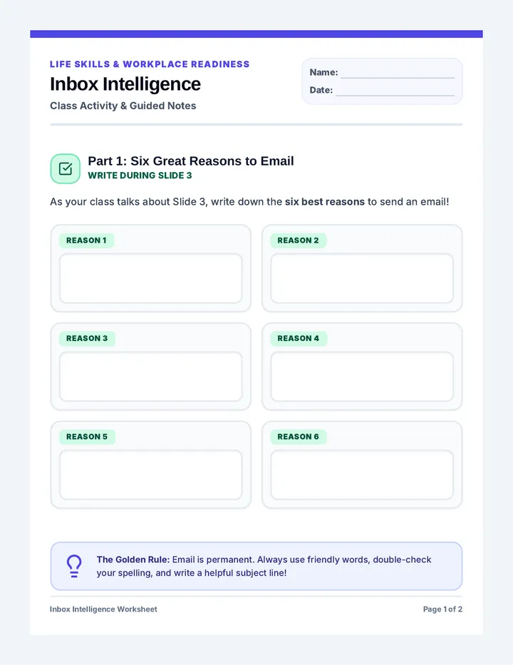 Inbox Intelligence Worksheet