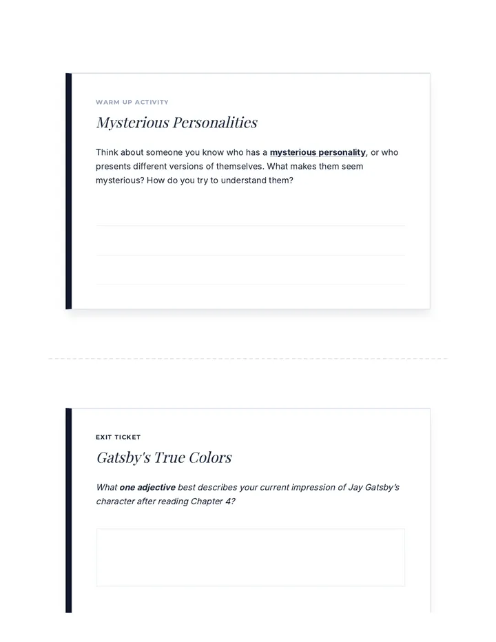 Gatsby Enigma Prompts Handout