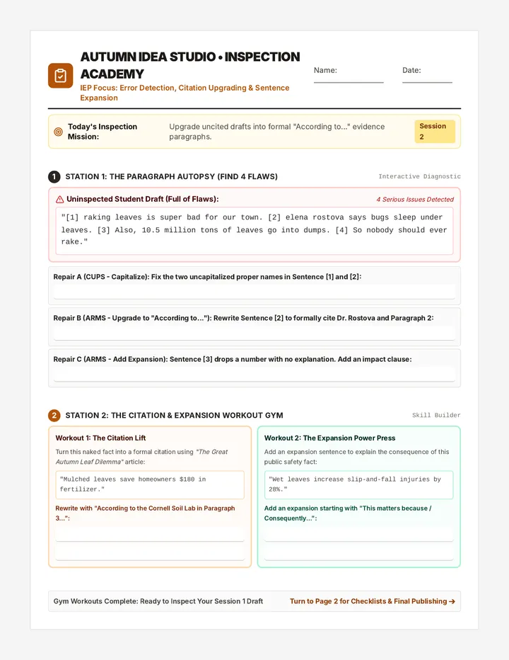Inspector Toolkit Worksheet