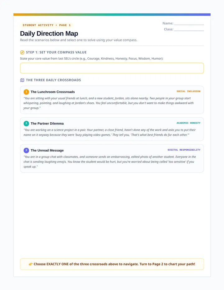 Daily Direction Worksheet