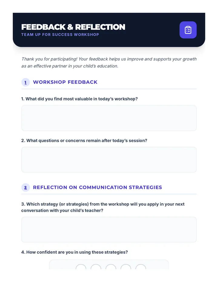 Feedback and Reflection Form