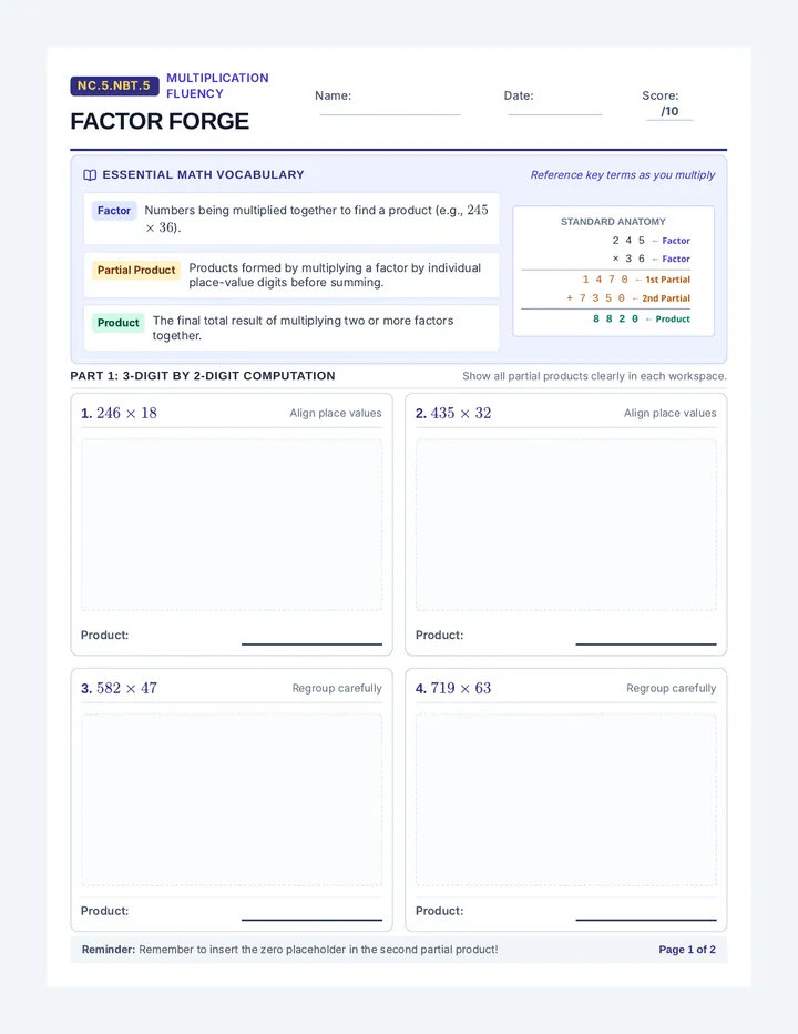 Factor Forge Worksheet