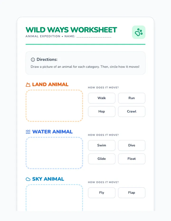 Wild Ways Worksheet