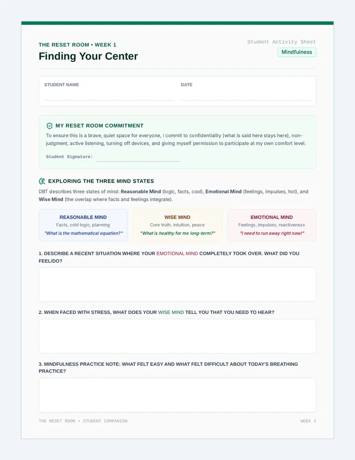 Finding Center Worksheet