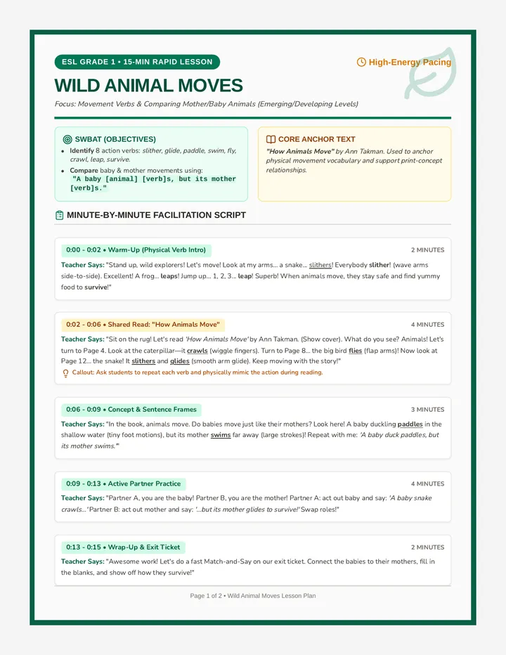 Wild Moves Teacher Guide
