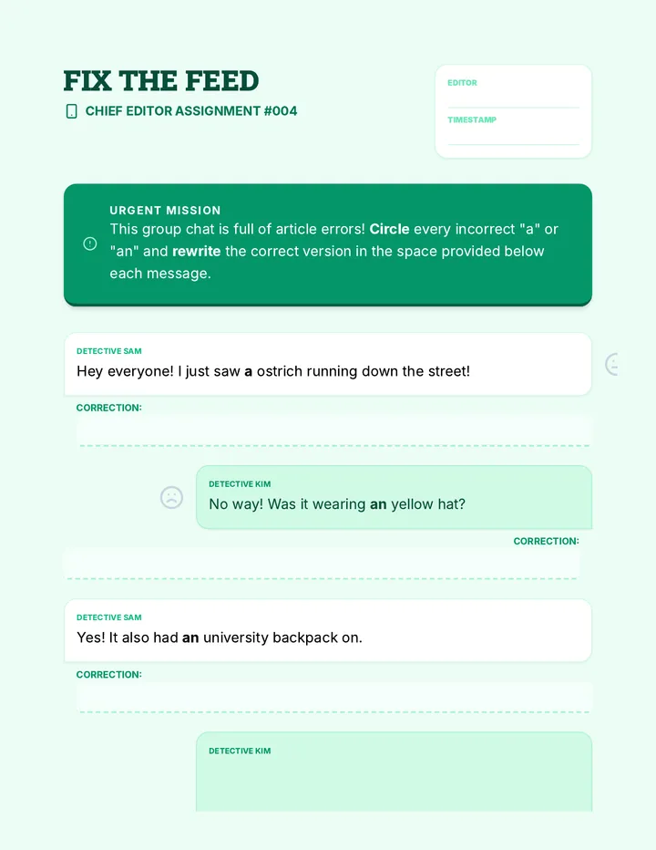 Fix the Feed Worksheet