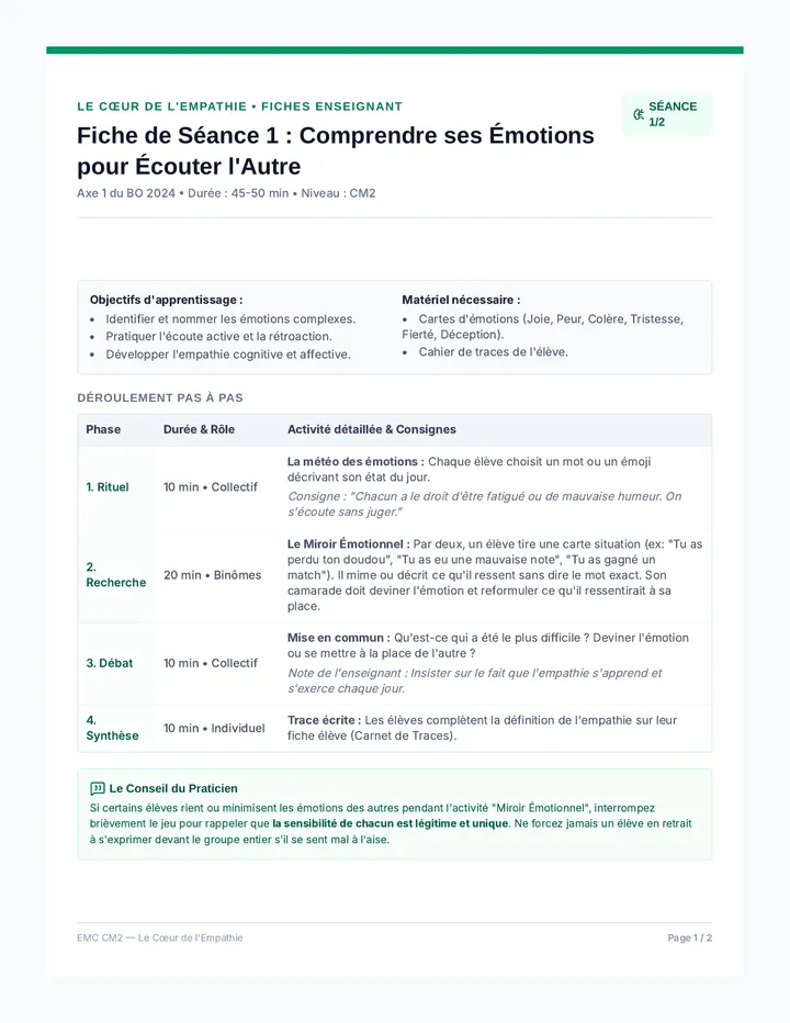 Empathie Fiches de Preparation