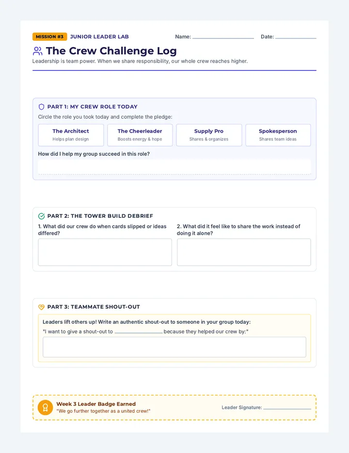 Crew Challenge Mission Worksheet