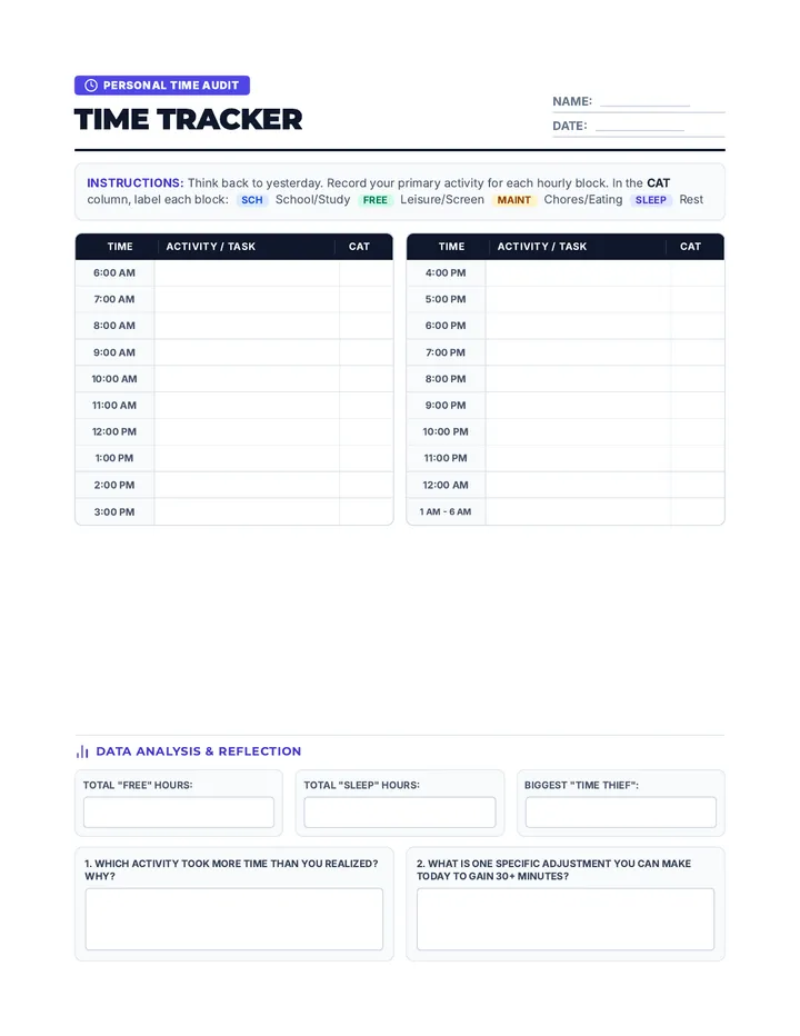 Time Tracker Worksheet