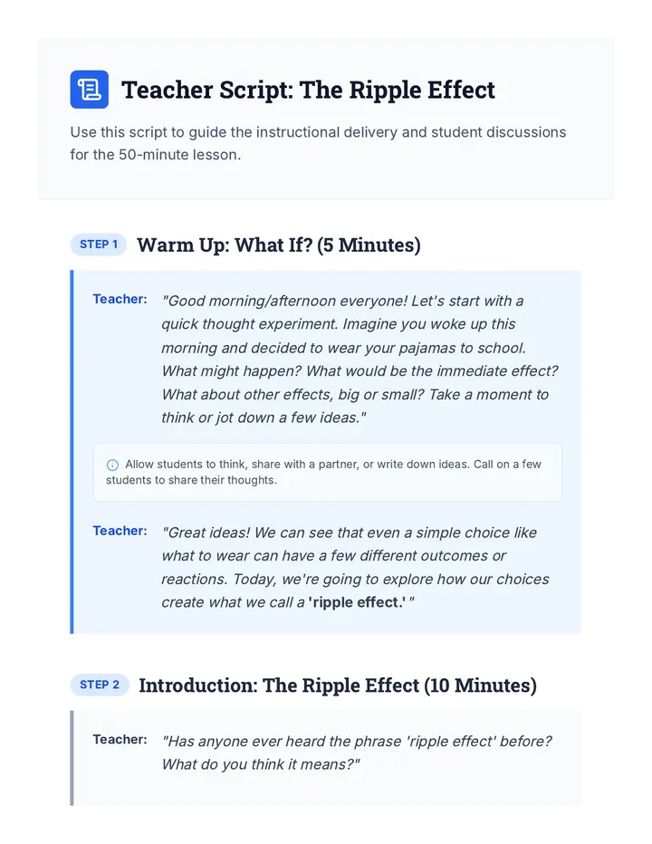 The Ripple Effect Teacher Script