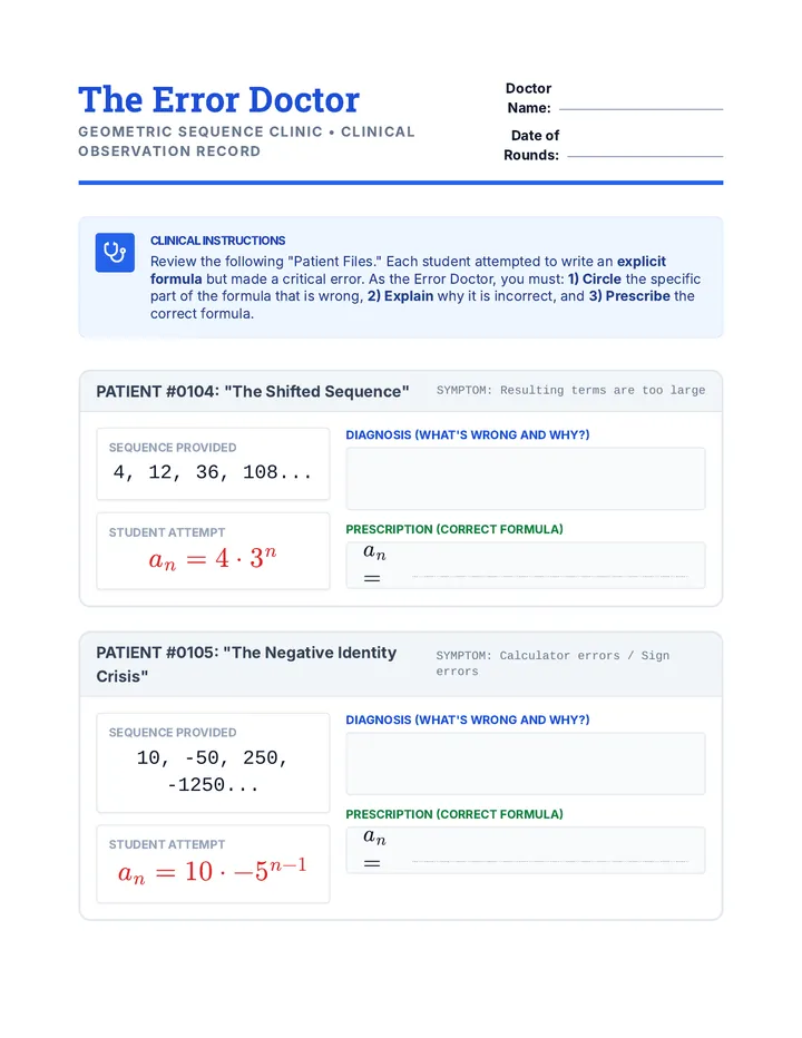 Error Doctor Worksheet
