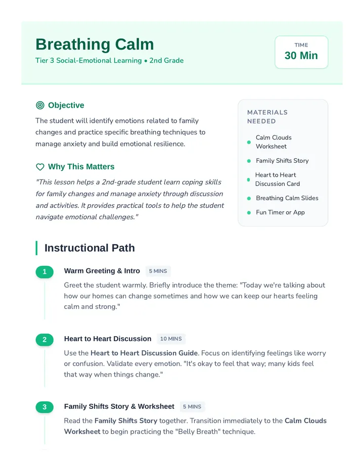 Breathing Calm Lesson Plan