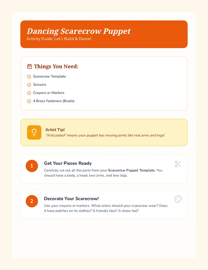 Dancing Scarecrow Puppet Activity Guide